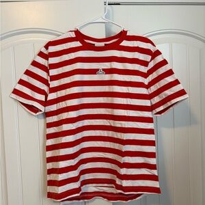 Red and White Striped Men's Tee